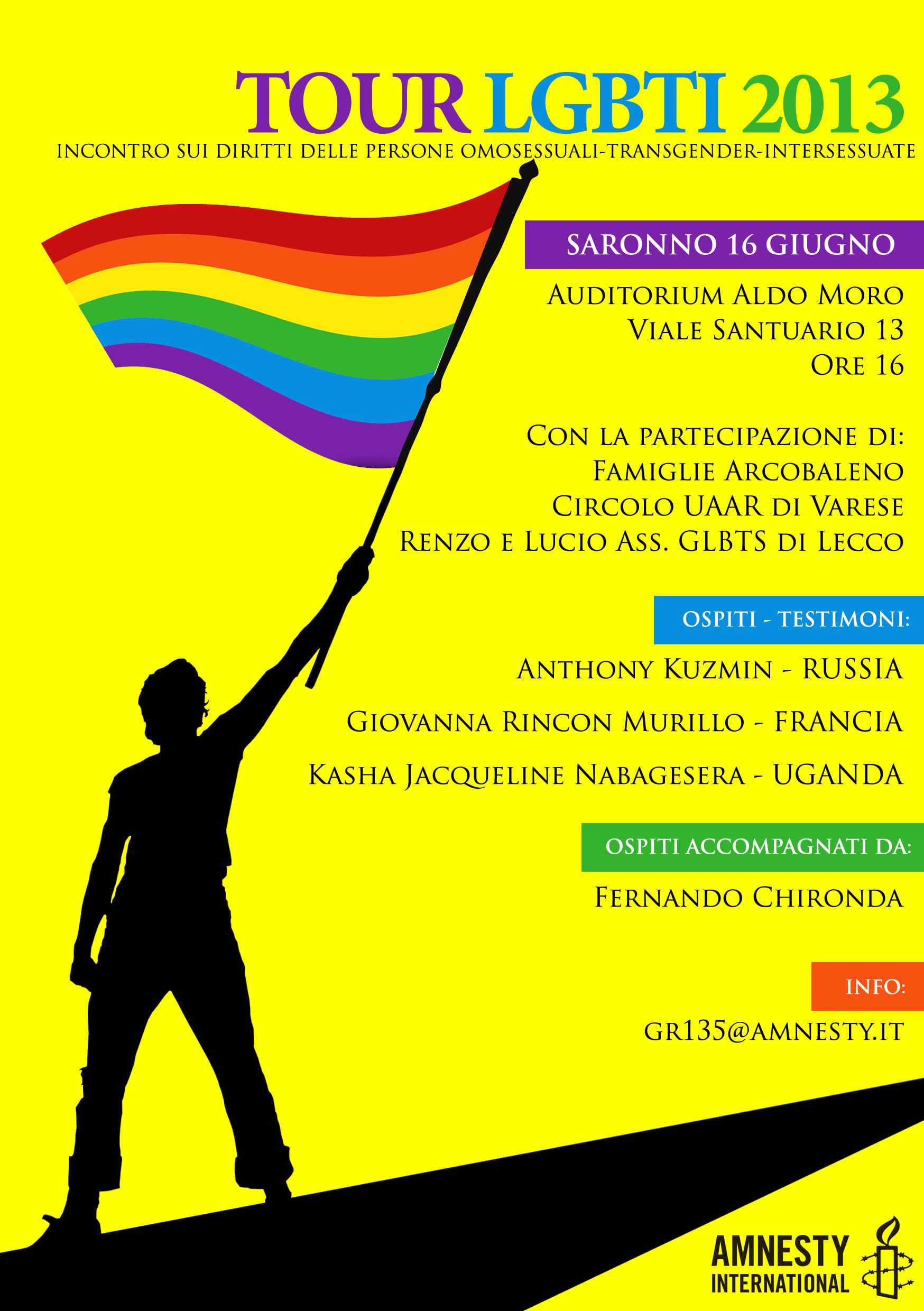 Fa tappa a Saronno il tour di Amnesty contro la discriminazione sessuale