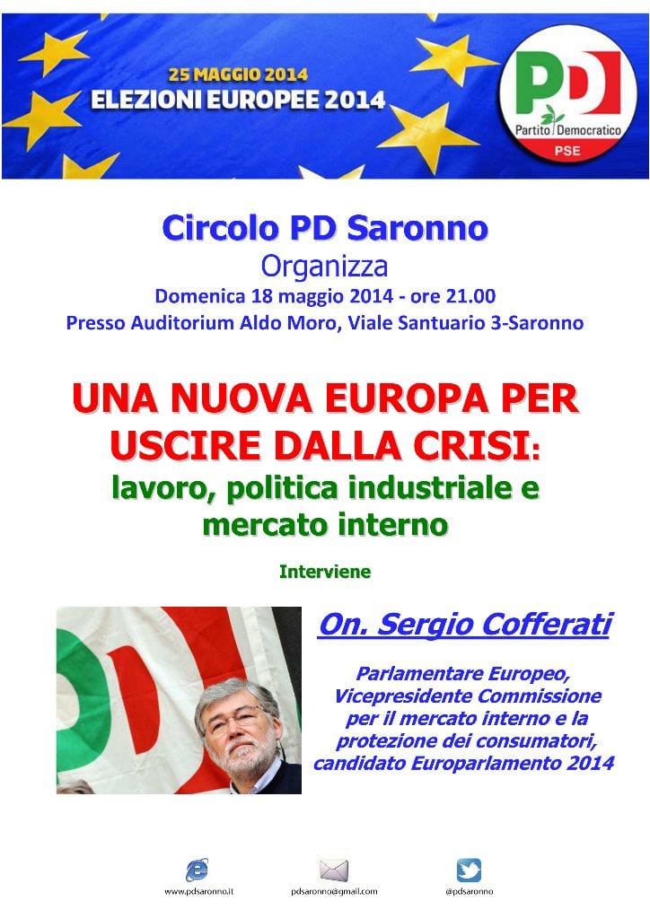 Pd parla d’Europa con Sergio Cofferati