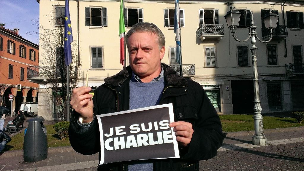 “Je suis Charlie”: Alberto Paleardi in piazza Libertà