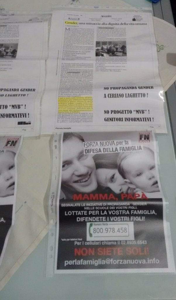 Blitz alle scuole di Ceriano: affissa locandina di Forza Nuova contro la “teoria gender”