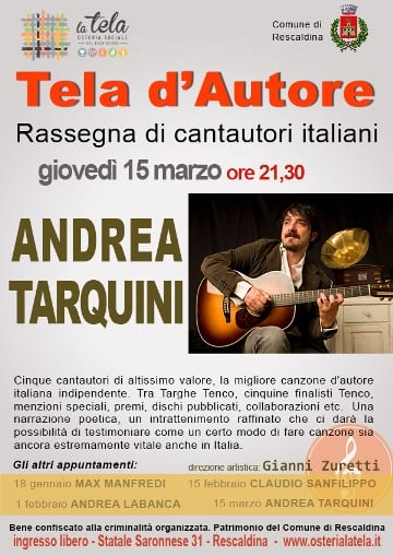 Giovedì 15 marzo, Andrea Tarquini in concerto a La Tela di Rescaldina
