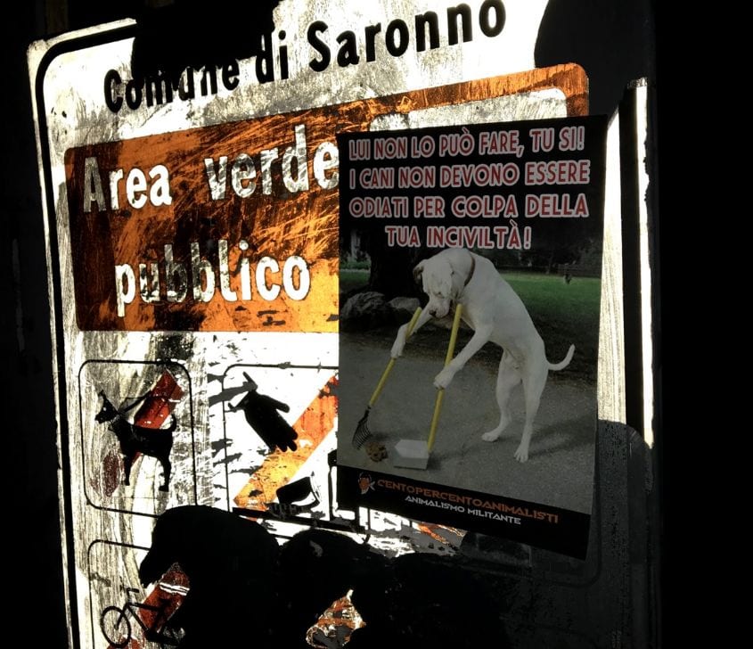 100%animalisti blitz a Saronno e Turate contro chi non raccoglie le deiezioni canine