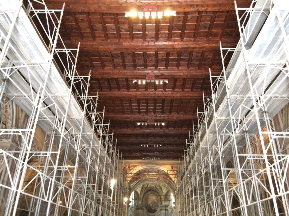San Francesco: via i primi ponteggi. Ecco il soffitto ligneo in tutto il suo splendore