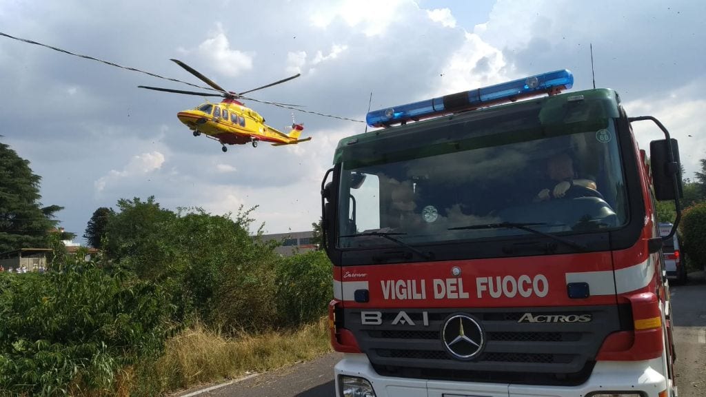 Elisoccorso alle porte di Gerenzano: incidente sulla Varesina, ferito motociclista