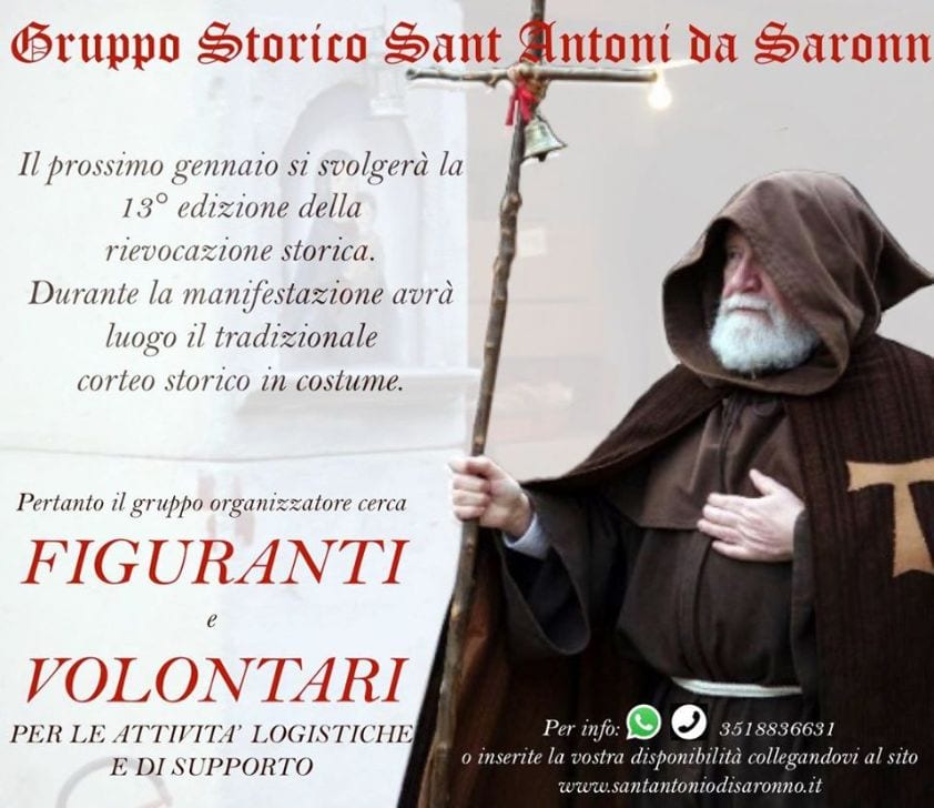 Riunione dei figuranti per il gruppo Sant Antoni da Saronn