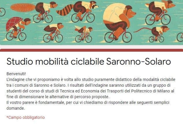 Studio sulla mobilità ciclabile tra Saronno e Solaro di tre studentesse del Politecnico