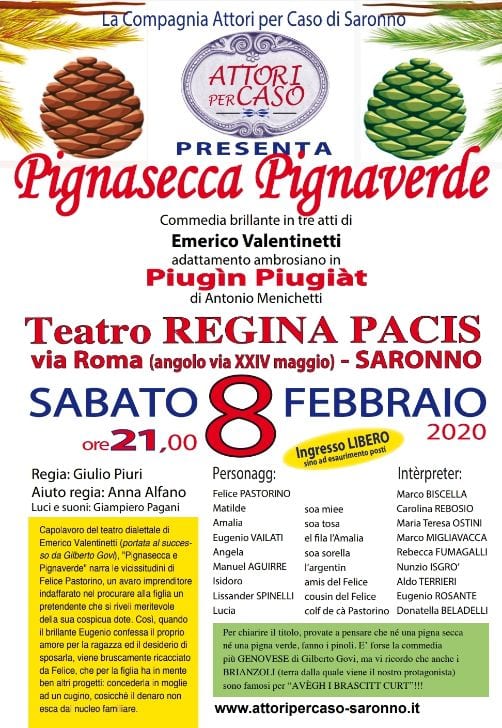 Saronno, “Pignasecca Pignaverde” al teatro di Regina Pacis