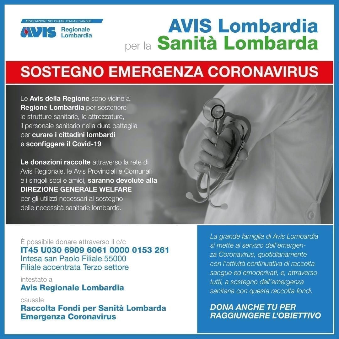 Coronavirus, Avis Saronno in prima linea nella solidarietà
