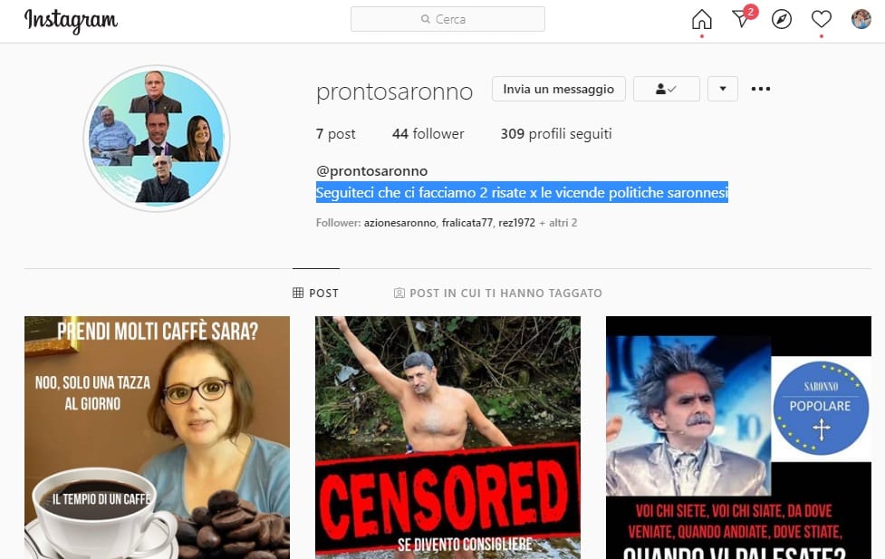 La satira raddoppia: su Instagram arriva ProntoSaronno