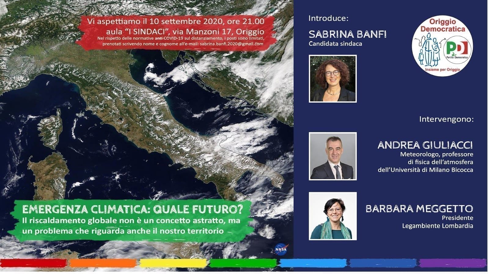 Origgio, Andrea Giuliacci con Sabrina Banfi per parlare dell’emergenza climatica