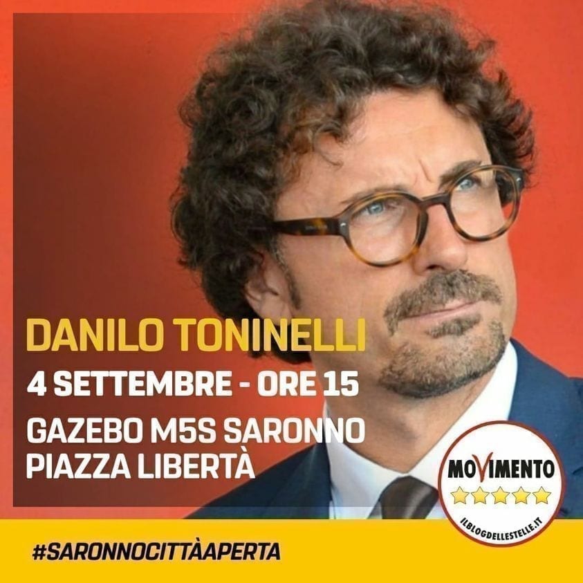 Elezioni ’20, M5s: Danilo Toninelli a Saronno con Luca Longinotti