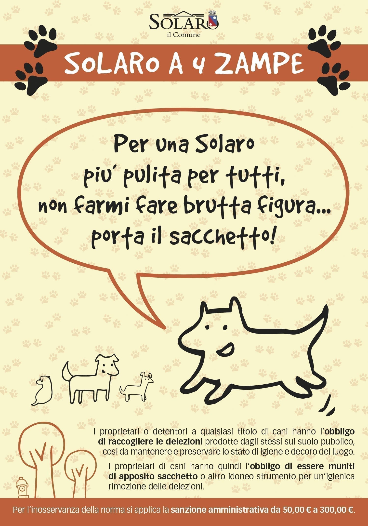 Solaro, campagna di sensibilizzazione sulla raccolta delle deiezioni canine