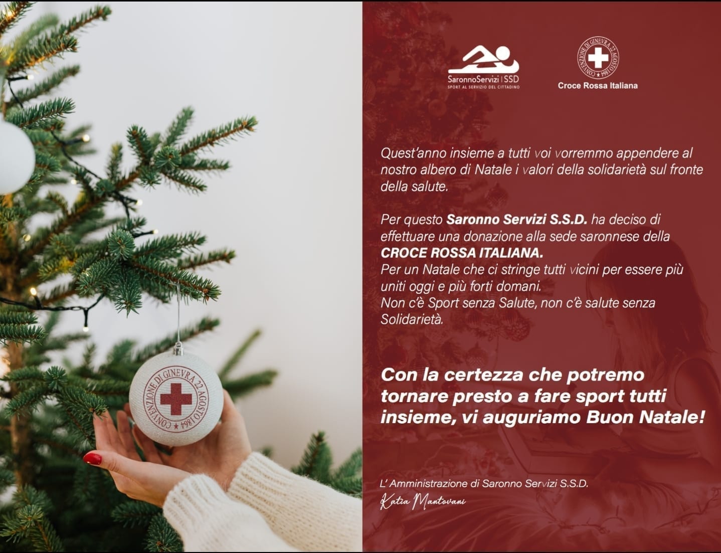 Natale, Saronno Servizi ssd “si regala” una donazione a Croce Rossa Saronno