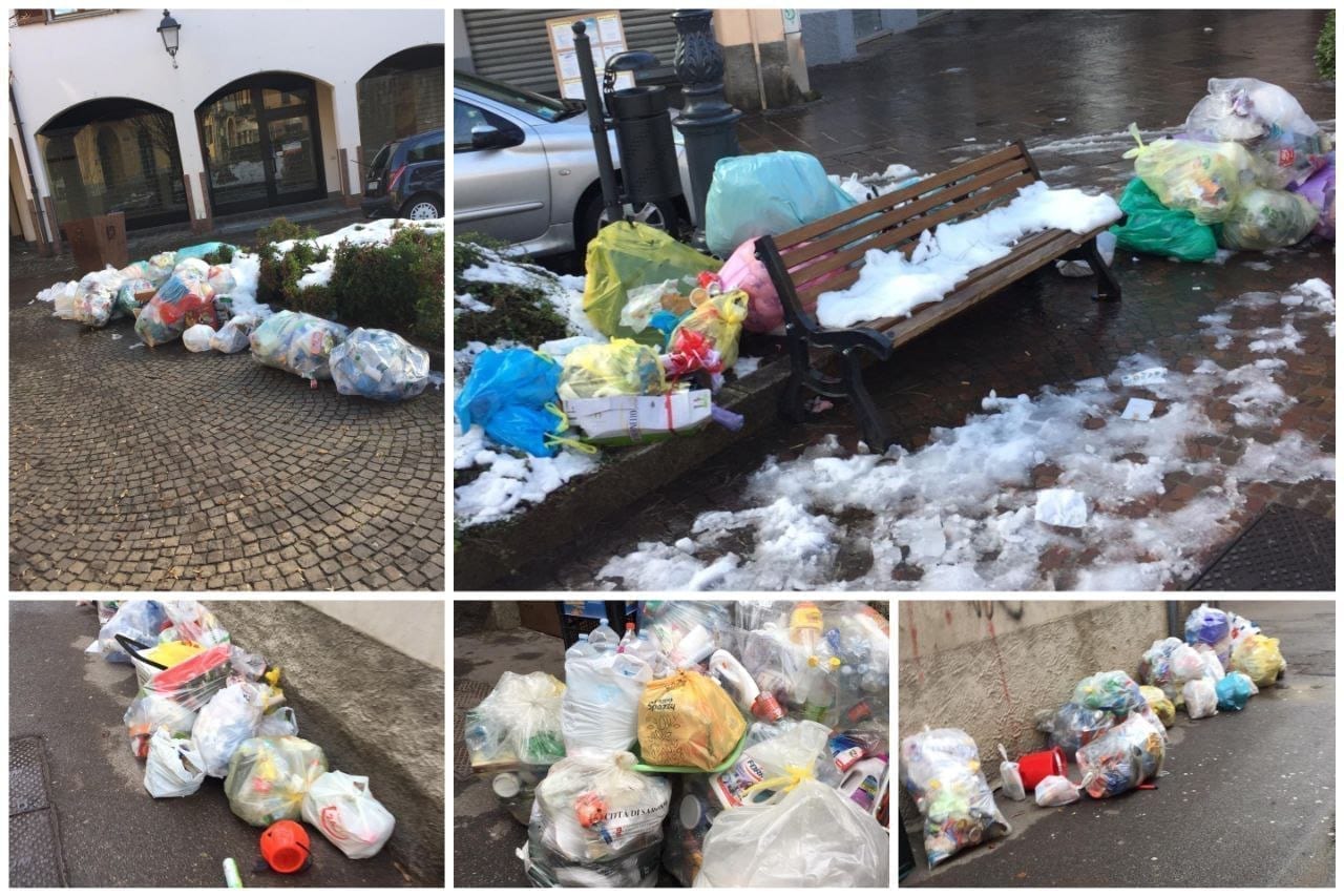 Disagi post neve: “Ore 13:45 rifiuti ancora da raccogliere in centro. Pessima immagine per Saronno”