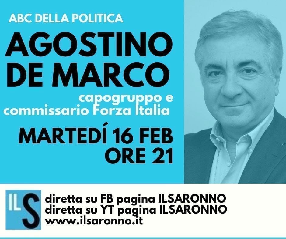 Agostino De Marco (Forza Italia) protagonista all’Abc: stasera live alle 21