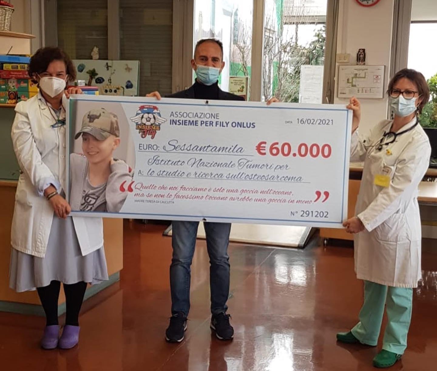 Insieme per Fily dona 60mila euro all’Istituto Tumori di Milano