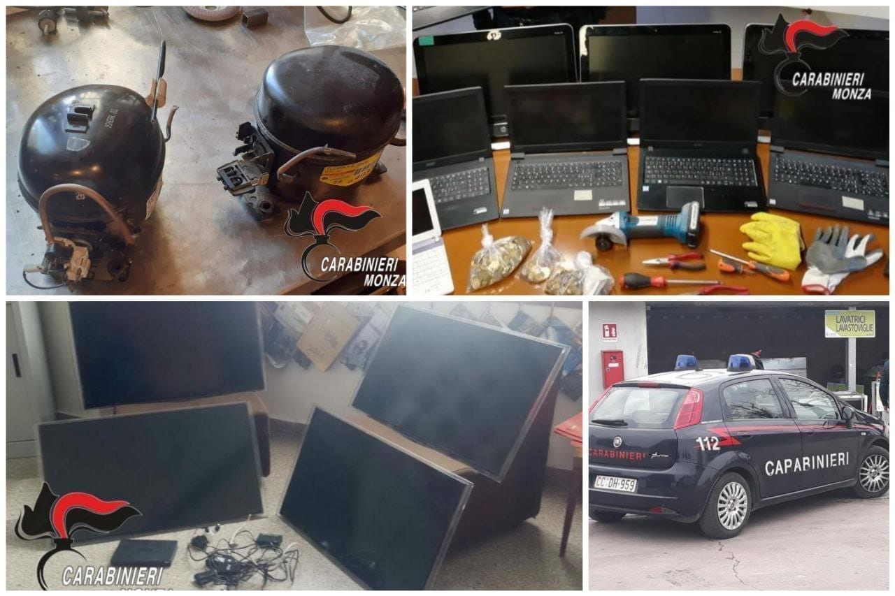 Cogliate: 5 computer e 4 televisori nel bottino del ladro della discarica arrestato dai carabinieri