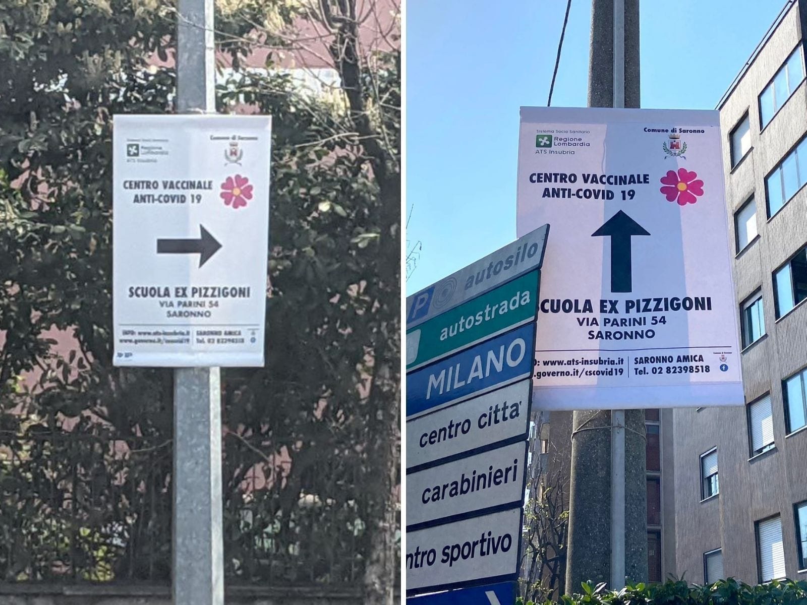 Hub vaccinale di Saronno: posizionati stendardi informativi nel quartiere