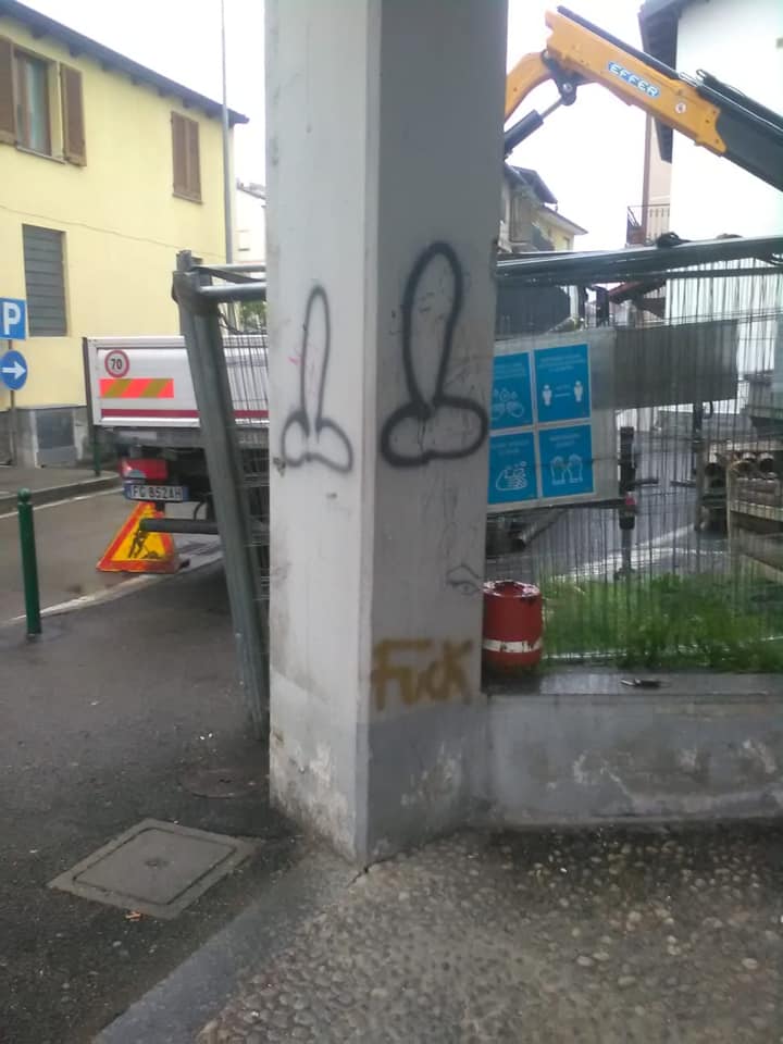 Simboli fallici sui muri di Lazzate, la denuncia del sindaco