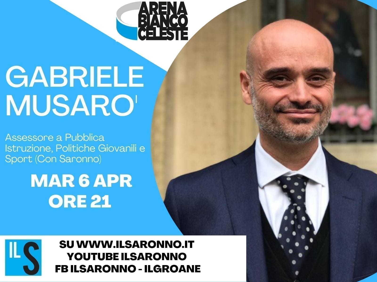 L’assessore Gabriele Musarò (Con Saronno) protagonista all’Abc: stasera live alle 21
