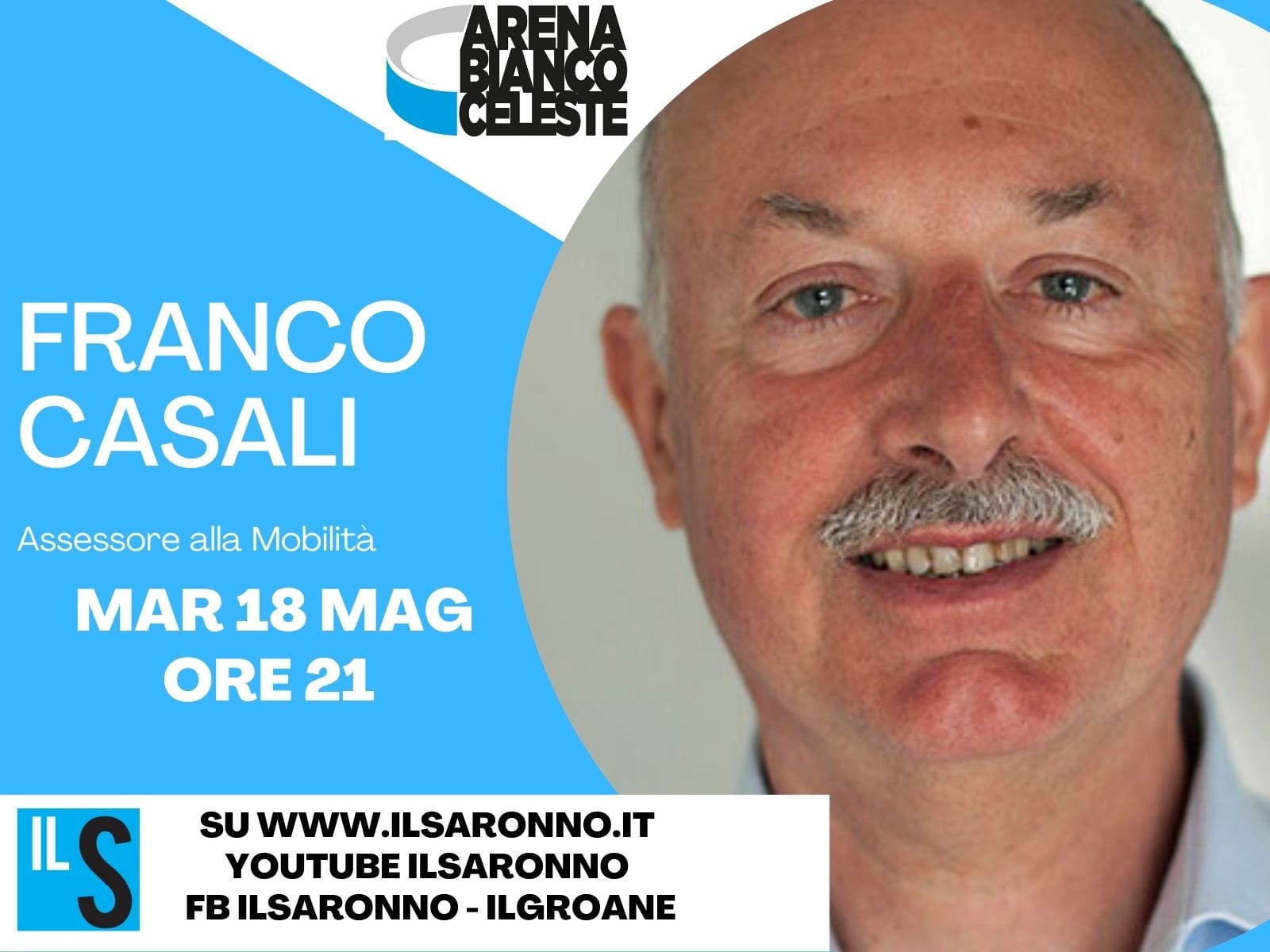 L’assessore Franco Casali (Tu@Saronno) all’Arenabiancoceleste: in diretta alle 21