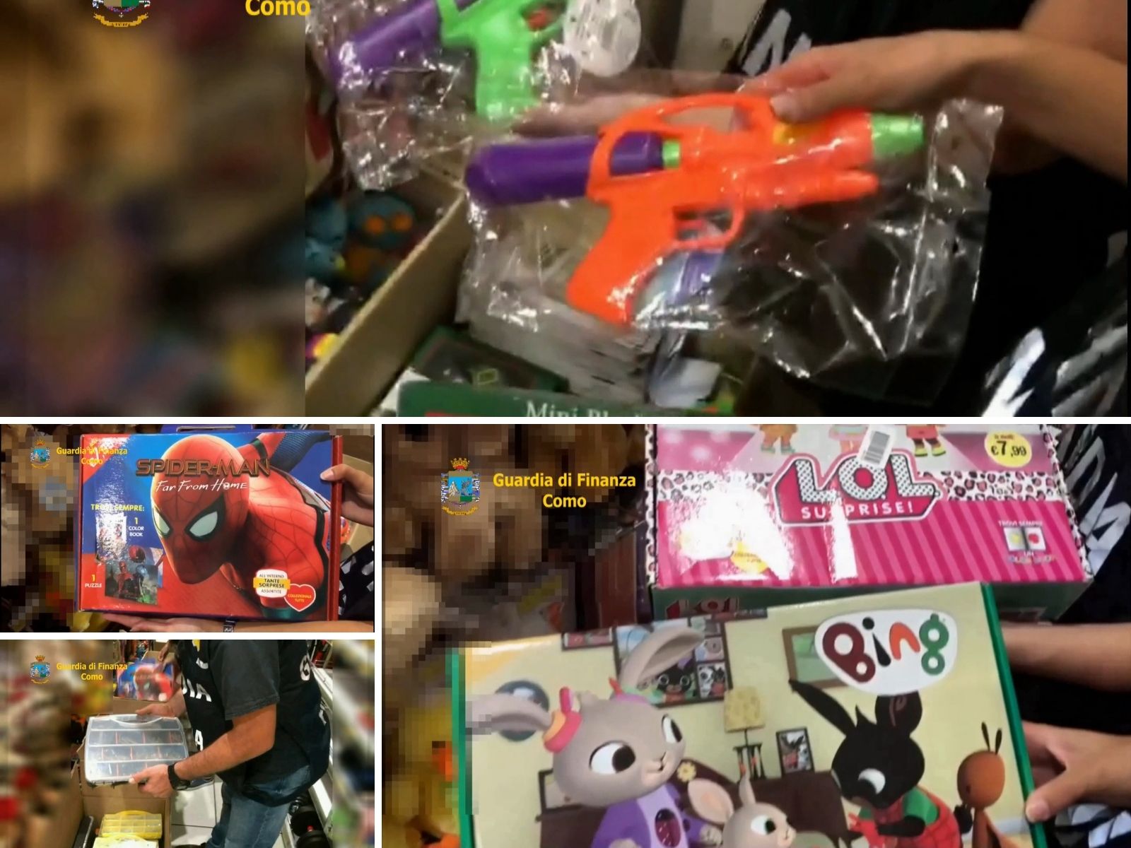Giocattoli contraffatti, falsi Spiderman e Lol, e non sicuri: maxi sequestro della Gdf