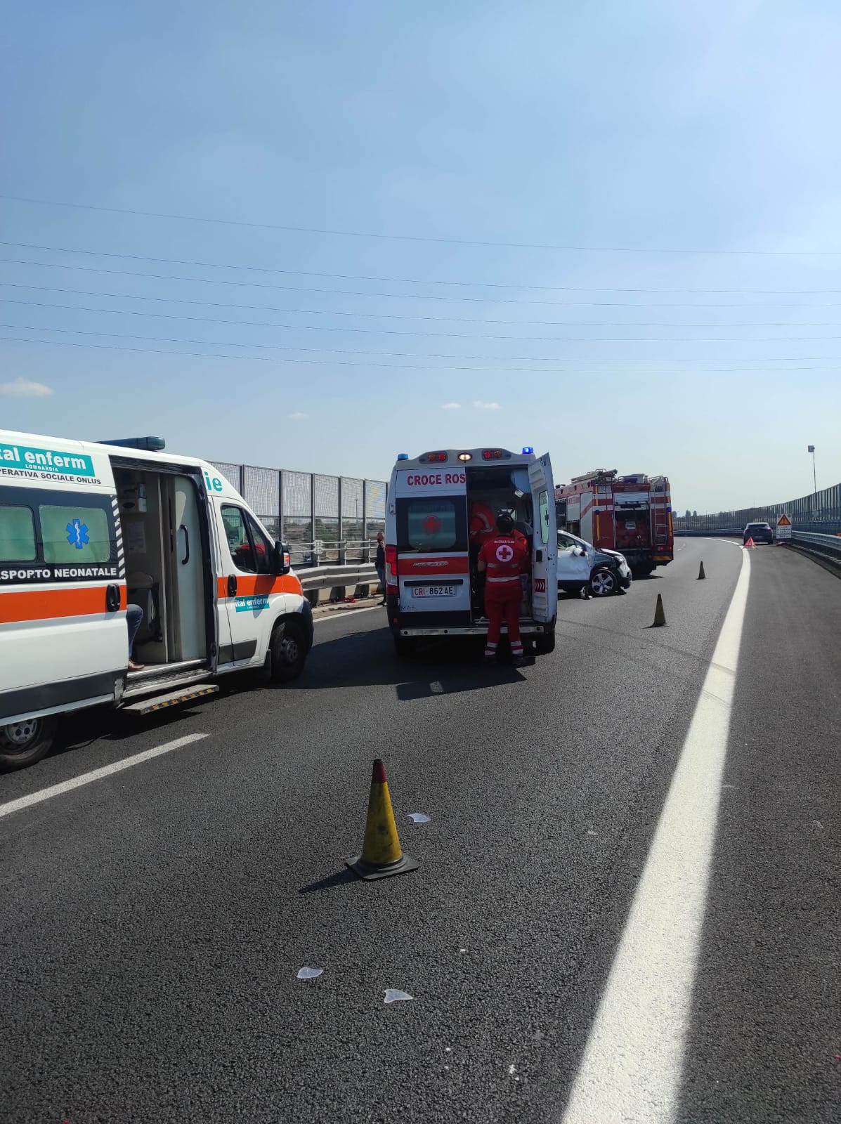 Incidente sulla rampa dell’autostrada A9 di Uboldo Origgio
