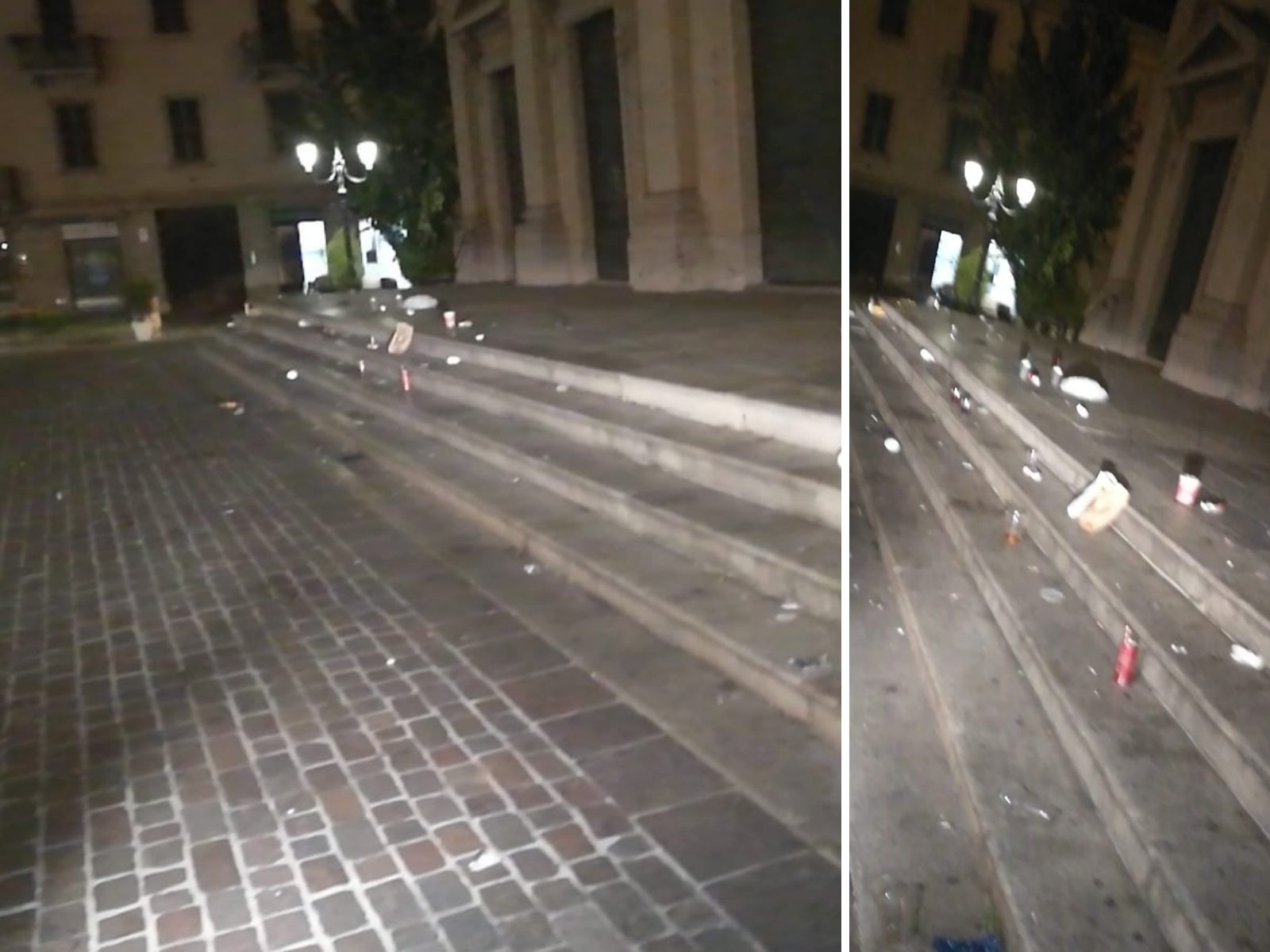 Bottiglie e lattine sui gradini in piazza Libertà: appello contro il degrado “da movida”