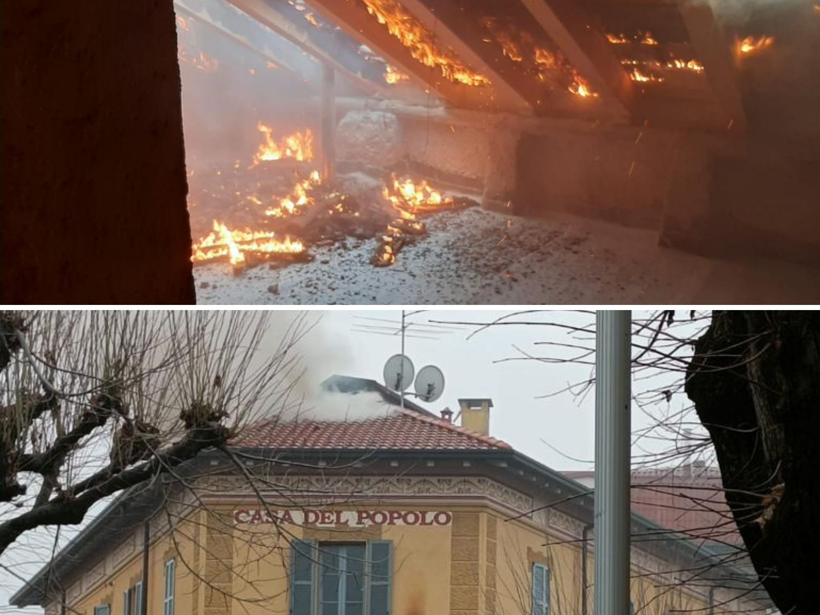 Cislago, incendio all’ex Casa del Popolo (foto e video)