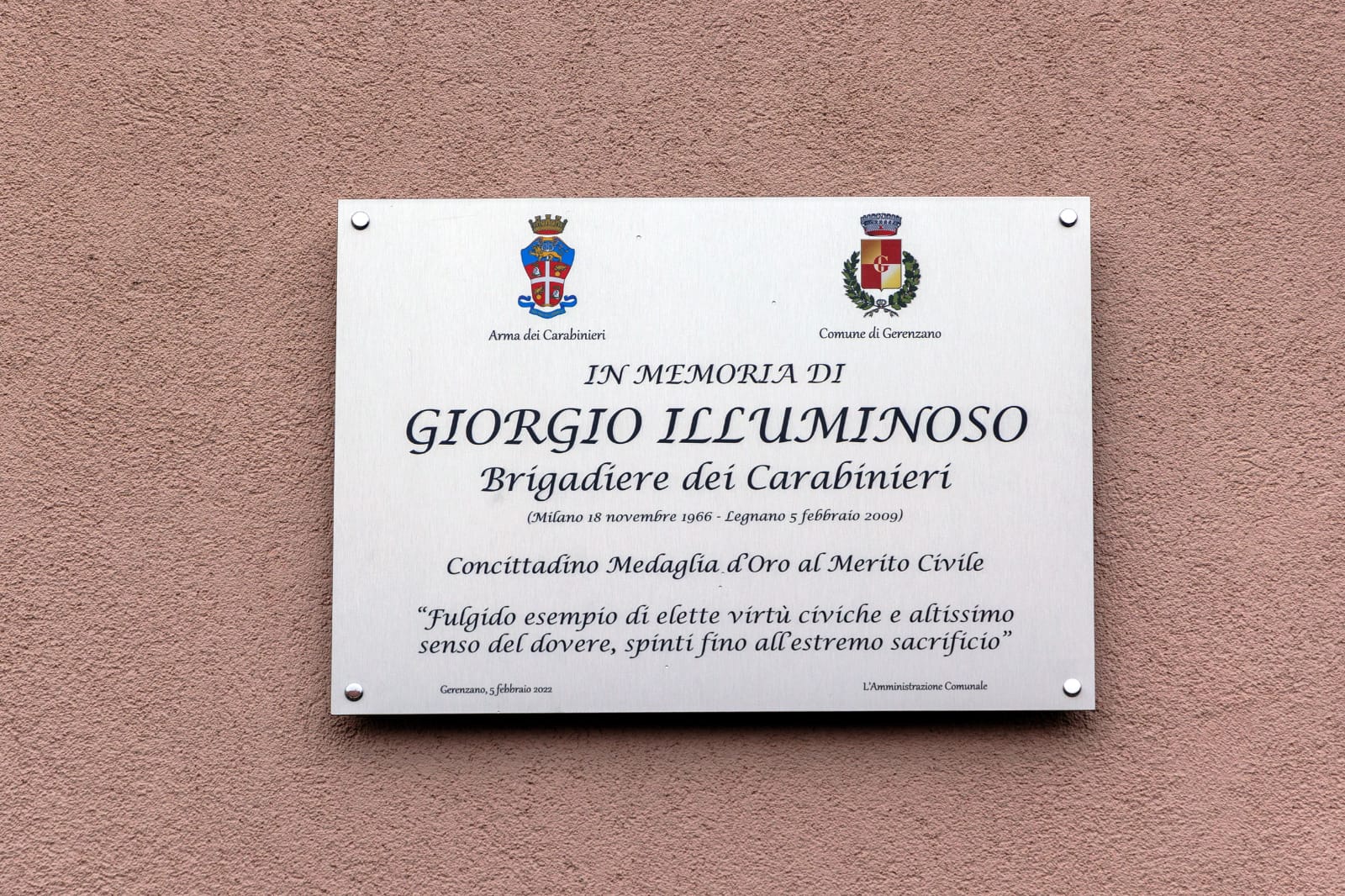 Saronno e Gerenzano unite lunedì 5 febbraio nella messa in ricordo del brigadiere Illuminoso