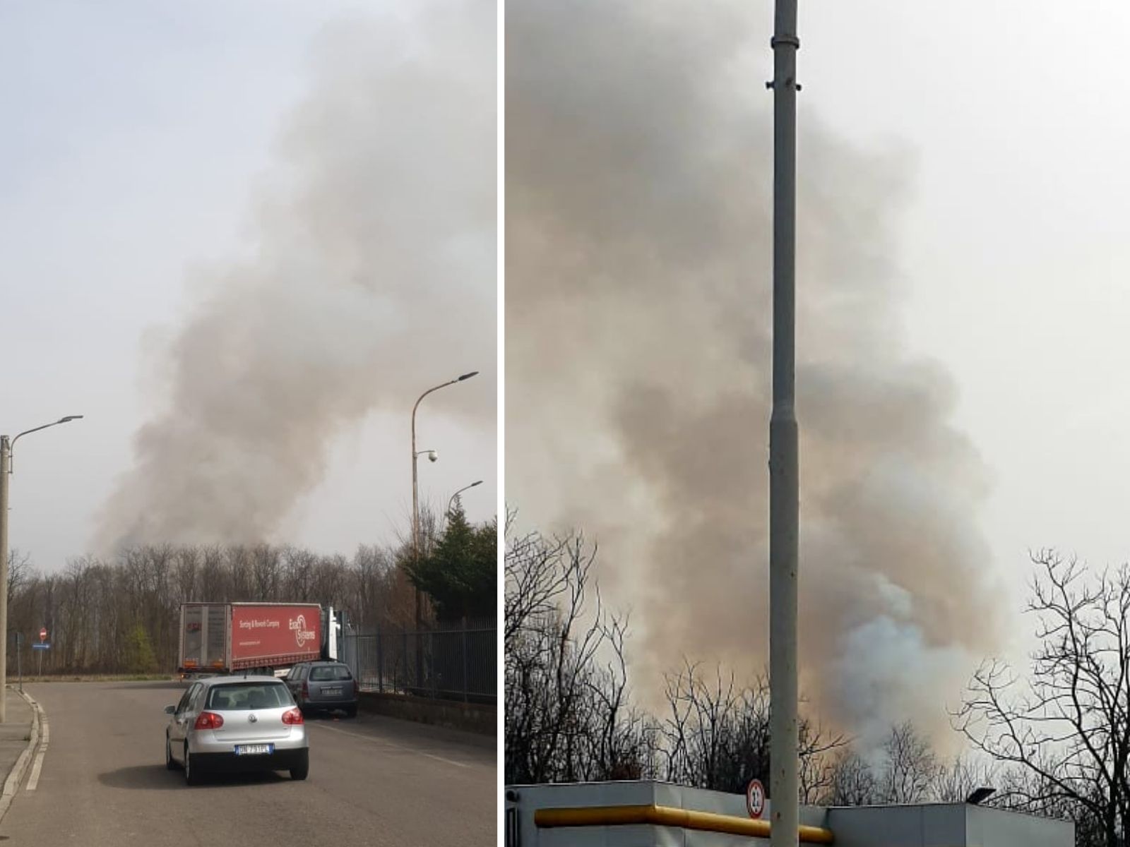 Solaro, colonna di fumo per l’incendio nel parco Groane