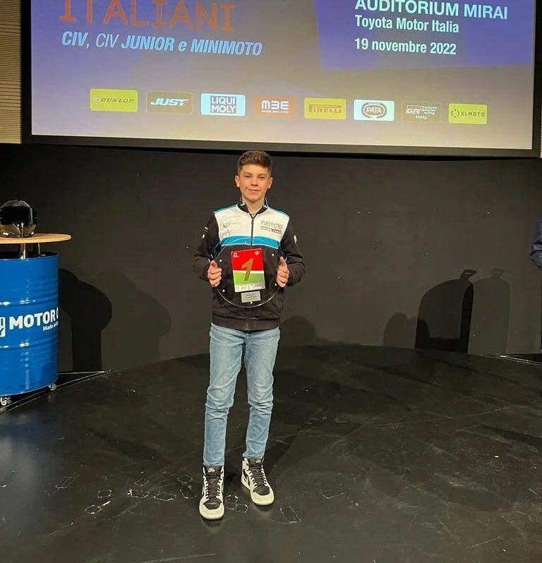 Gerenzano, il giovane Valentino Sponga premiato a Roma campione CIV Junior