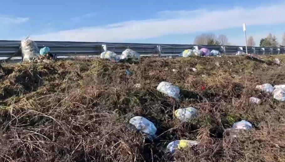 Saronno, decine di sacchi di spazzatura e ingombranti: discarica a cielo aperto lungo la tangenzialina
