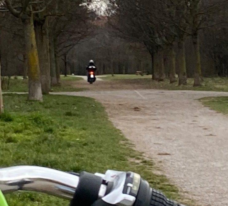 Saronno, in motorino nel parco Lura: la segnalazione fotografica di un ciclista