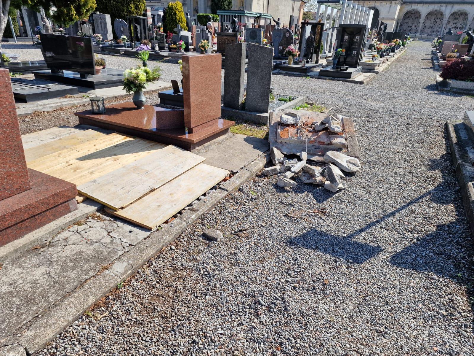 Saronno, macerie lasciate nel viale del cimitero: cittadini segnalano, Saronno Servizi ripara