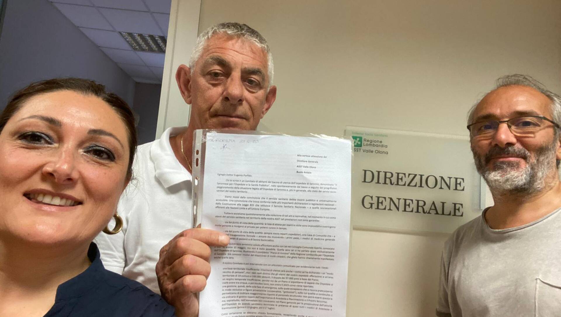 Ospedale di Saronno, il Comitato porta le domande e le richieste con una lettera al direttore generale Eugenio Porfido