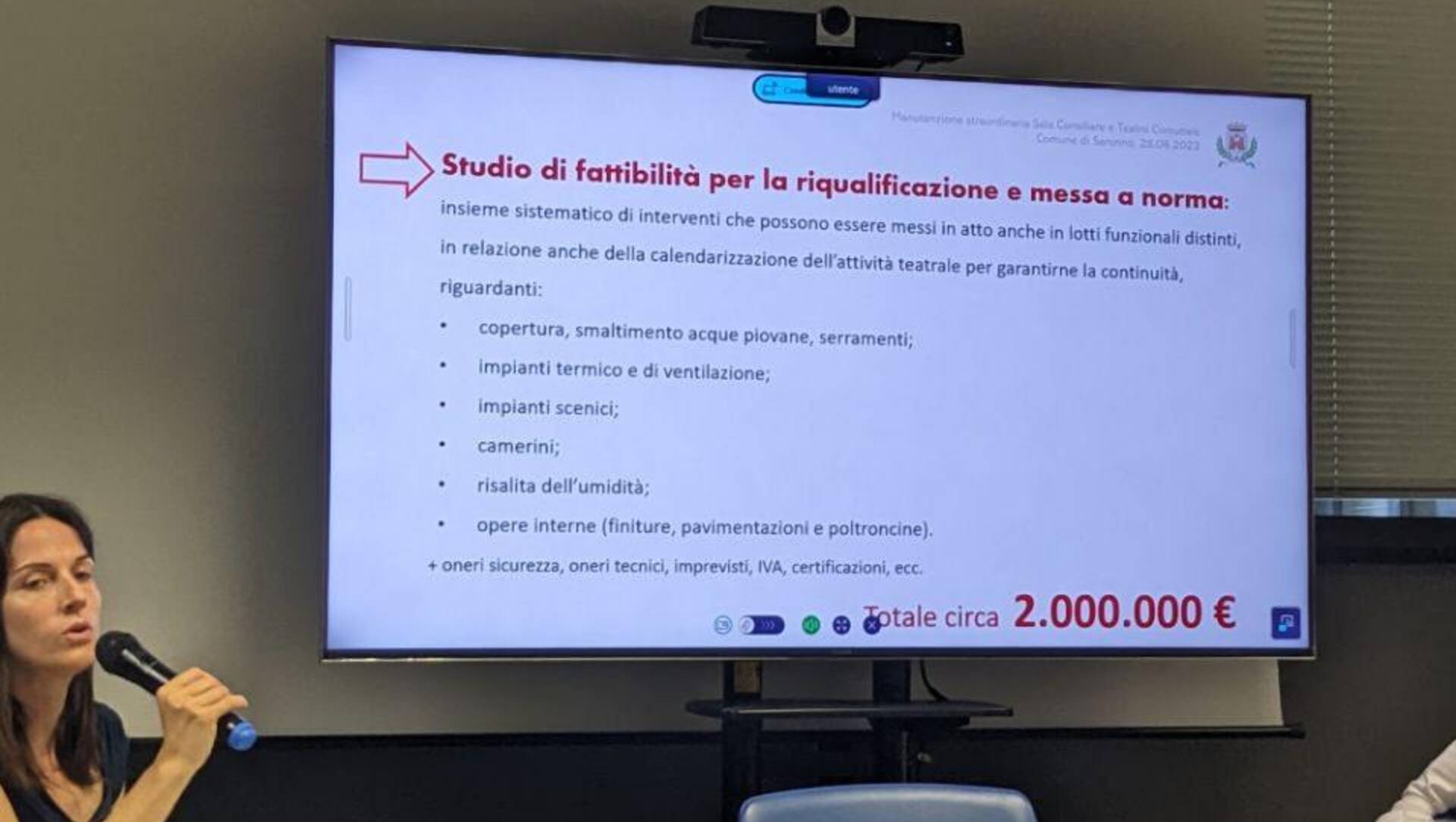 Teatro Pasta, Pozzoli: “Per la riqualificazione e la messa a norma servono 2 milioni di euro. Ecco i primi interventi”