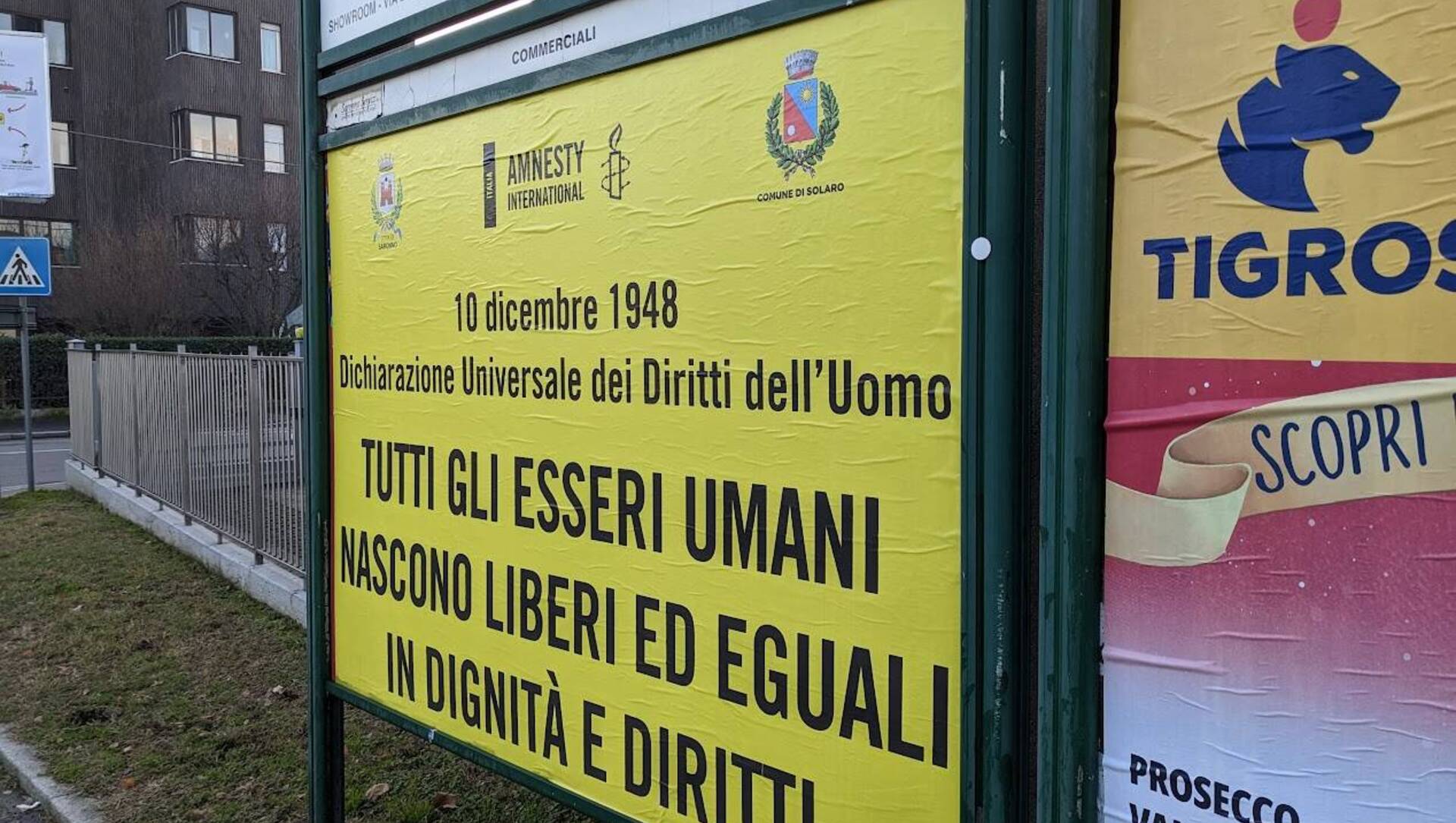 Cartelloni per i Diritti dell’uomo con Amnesty a Saronno, Legnano, Arese e Solaro