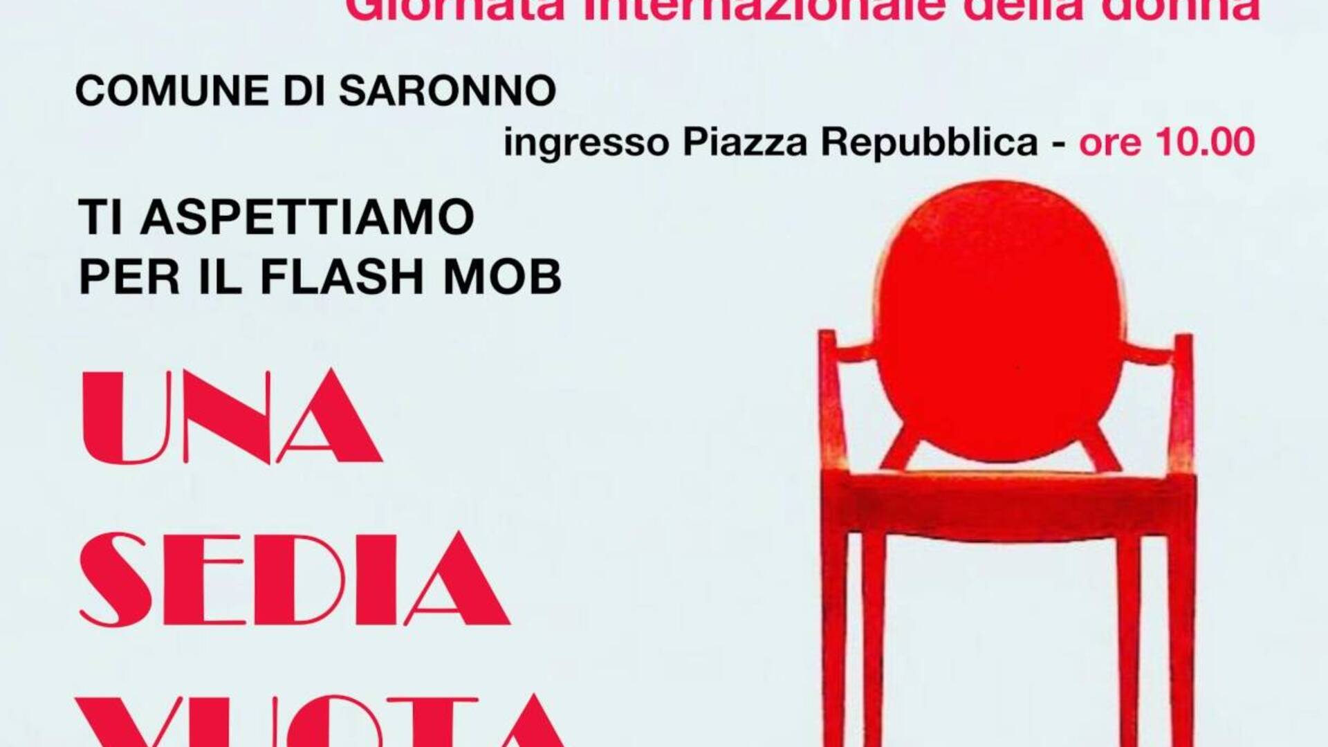 8 marzo Saronno, flash mob “Una sedia vuota” in Municipio